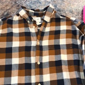 H&M Mens LS shirt, brown black tan check, M, excel